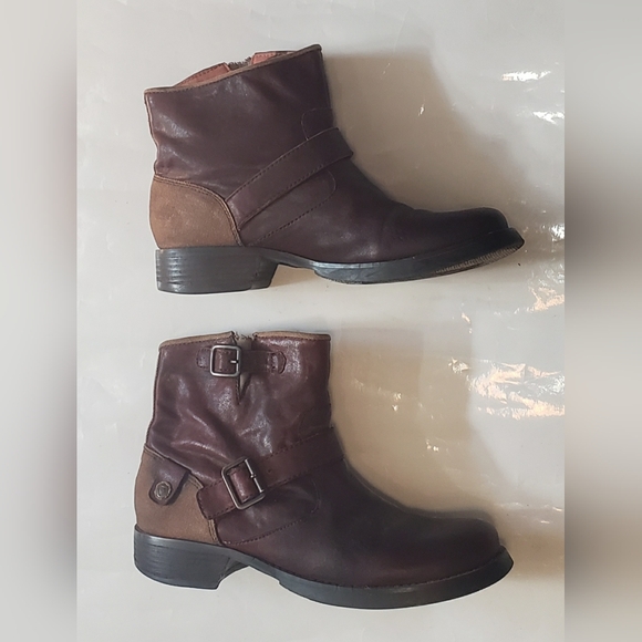 London Underground Y2K Vintage Rust Brown Ankle Boots Buckle - Picture 3 of 10